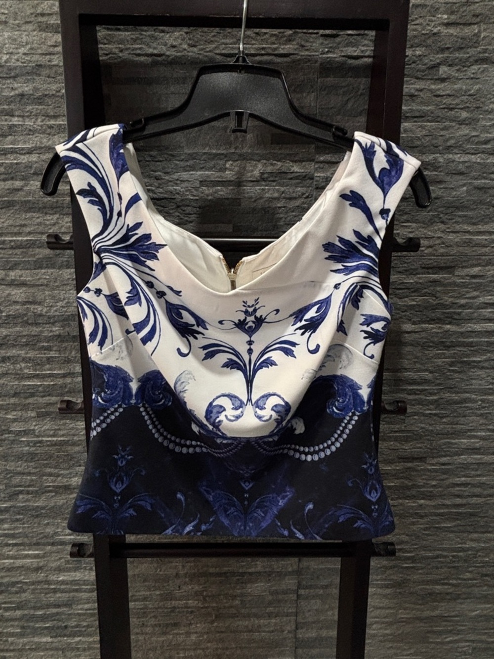 Ted Baker Blue & White Floral Sleeveless Top - Picture 2 of 7